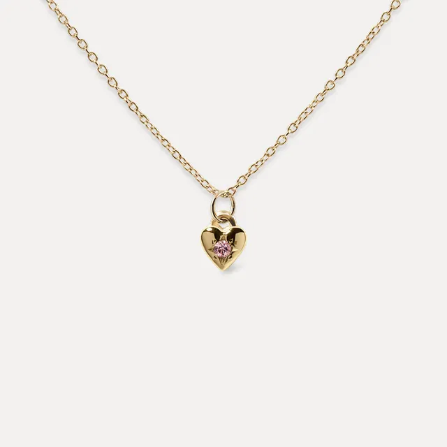 Stilnest Rosa Turmalin Heart Kette 585 Gold 45cm Edelstein
