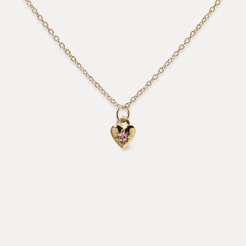 Stilnest Rosa Turmalin Heart Kette 585 Gold 45cm Edelstein