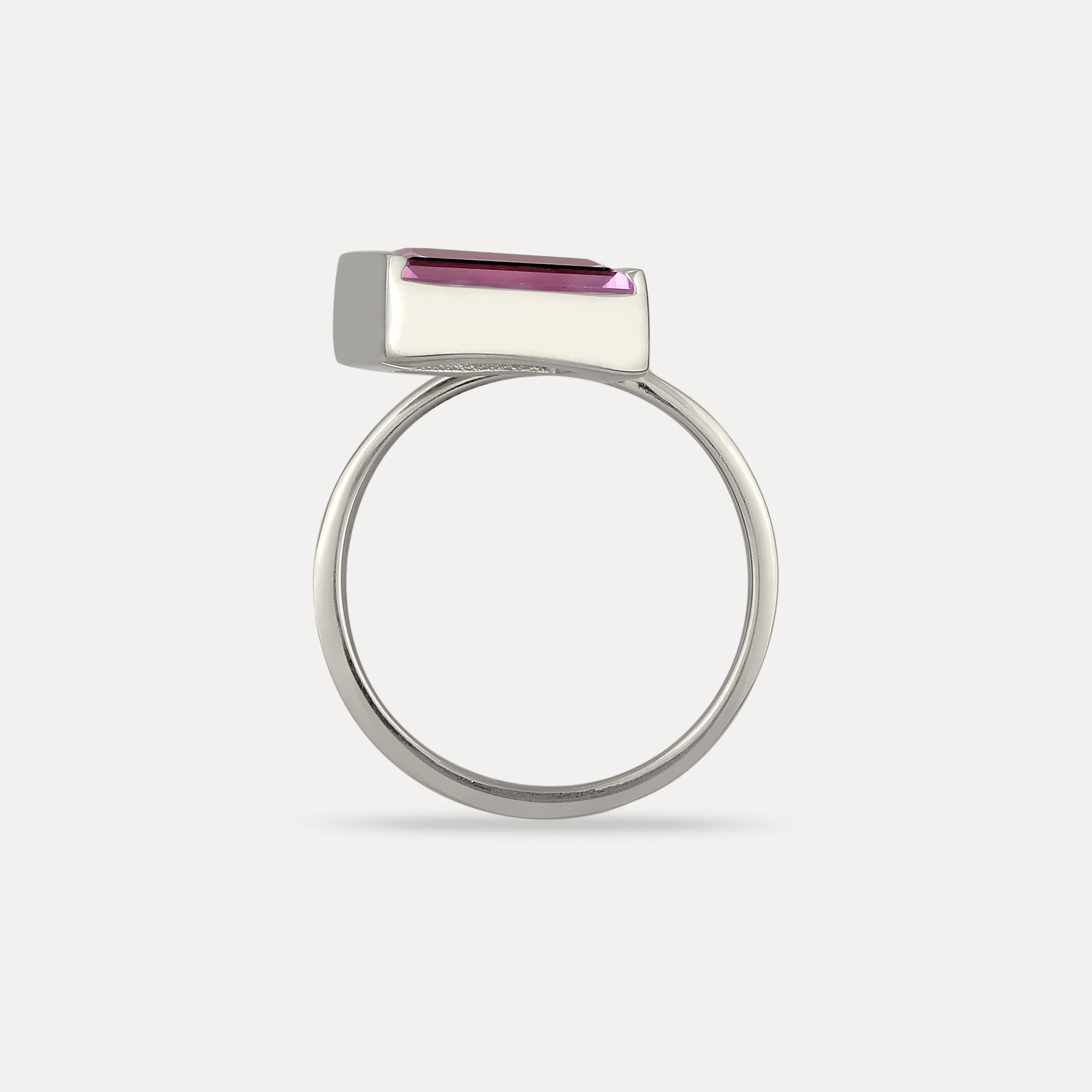 Stilnest Amethyst Balance Baguette Ring 24k Gold Vermeil
