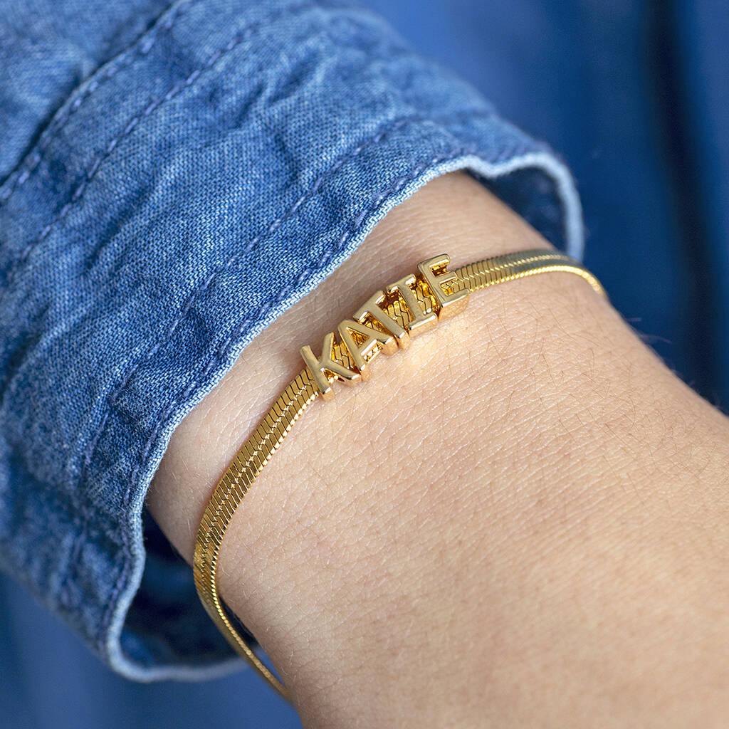 Joy by Corrine Smith Flat Chain Namensarmband Gold Edelstahl