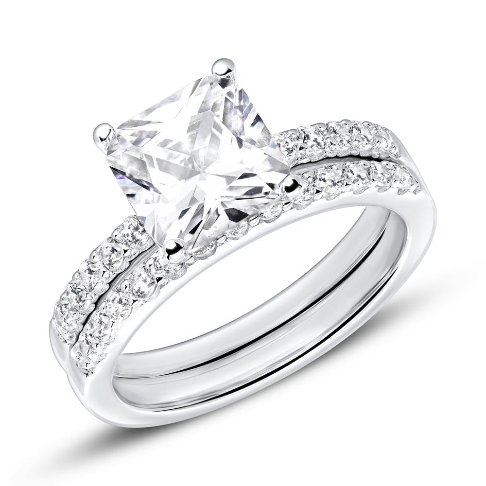JEWLIX Verlobungsring 925 Silber Zirkonia quadratisch 60mm
