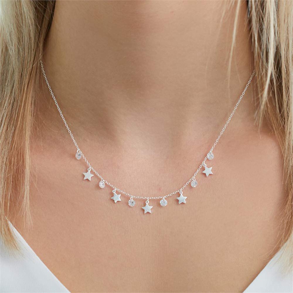 JEWLIX Sterne Silberkette 925er Silber Zirkonia