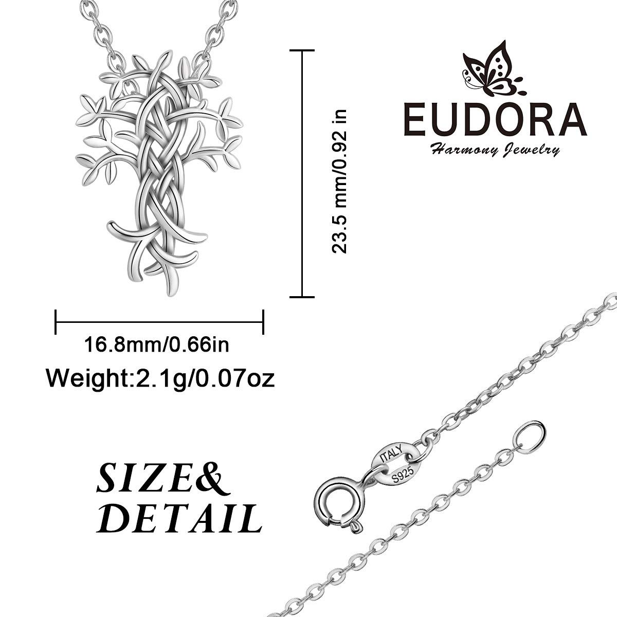 Eudora Harmony Bola Baum Halskette Silber 45,7 cm 925 Sterling
