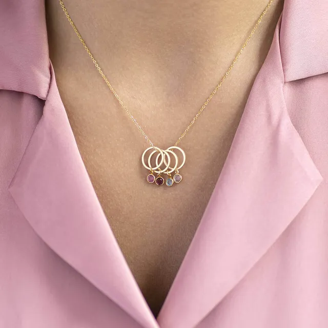 Joy Family Birthstone Halskette Kreise vergoldet