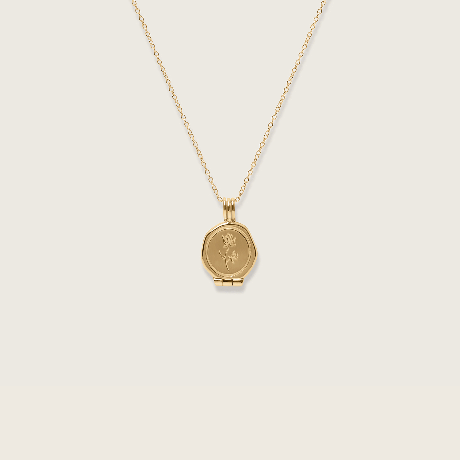Stilnest Floral Seal Medaillon Kette 585 Gold 45cm