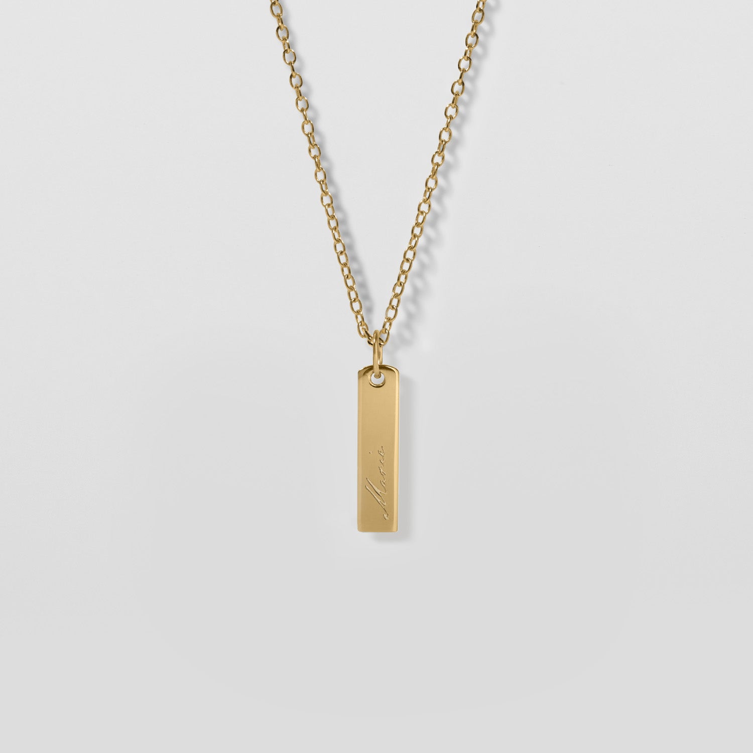 Stilnest Engravable Bar Kette Halskette 585 Gold 45 cm
