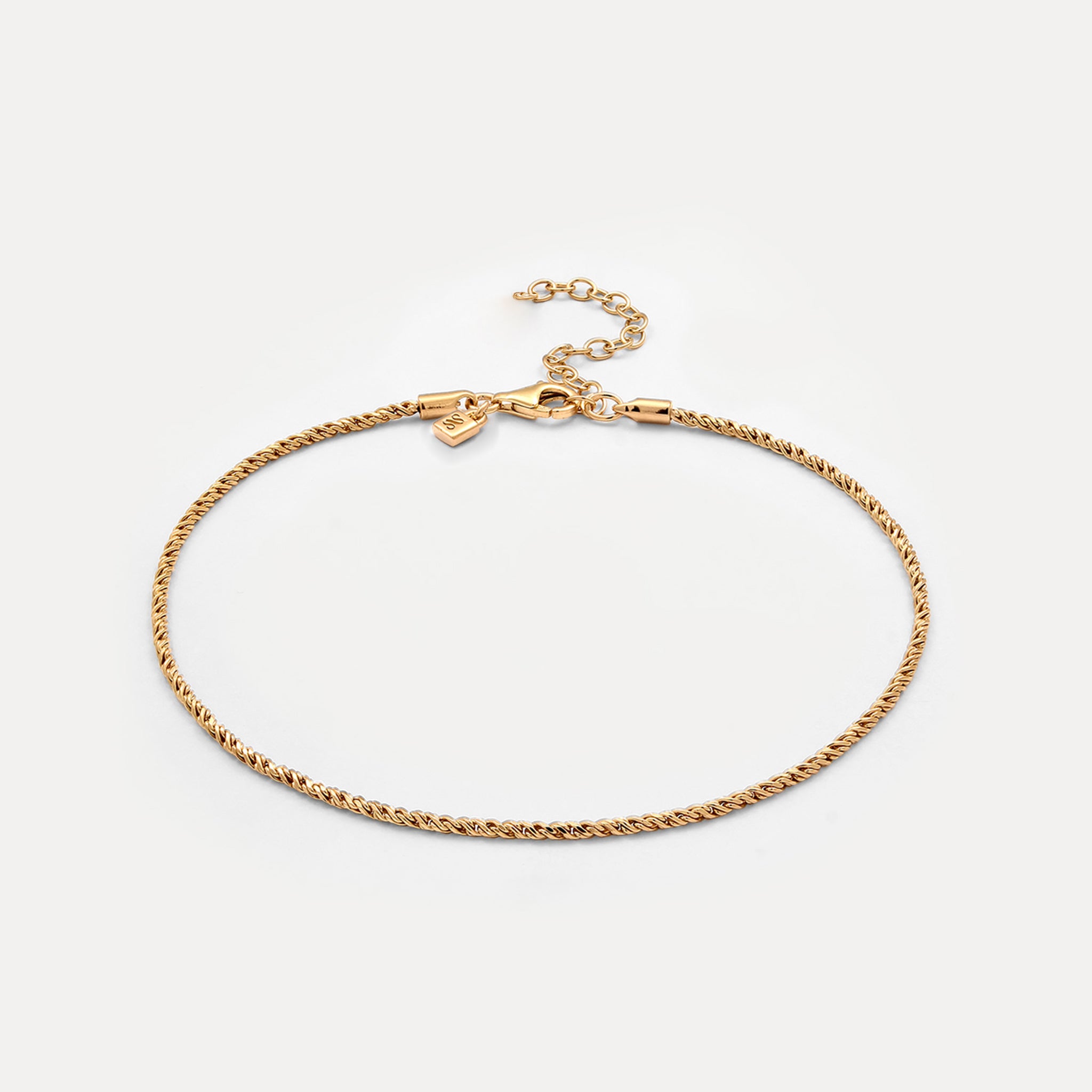 Stilnest Spiral Chain Fußkette Gold Vermeil verstellbar