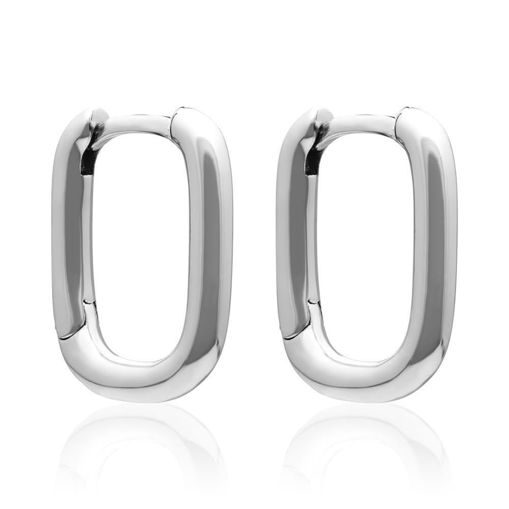 JEWLIX Ohrstecker Creolen Eckig 925 Silber Rosé Paar