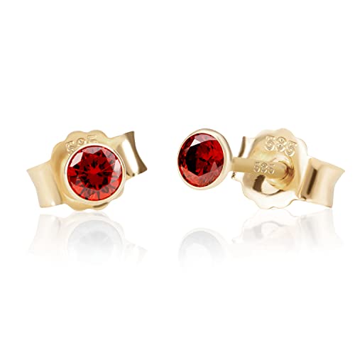 NKlaus Jewellery Ohrstecker 585 Gelbgold Zirkon Aquamarin 3 mm