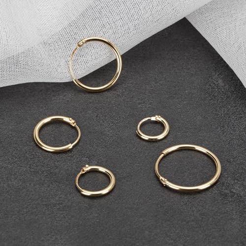 NKlaus Creolen 585 Gold Ohrringe Paar Herren 15 mm