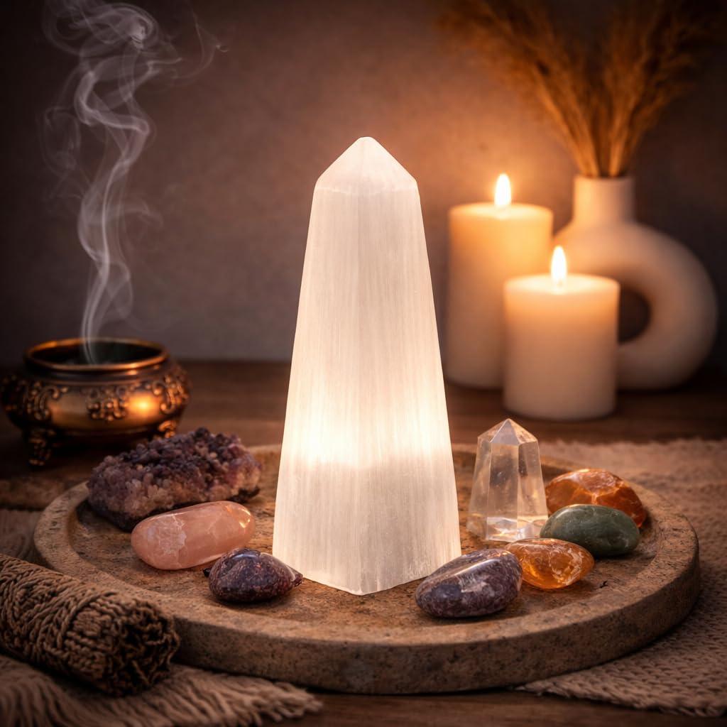 NKlaus HEALING CRYSTALS Selenit-Obelisk 10 cm 1 Stück
