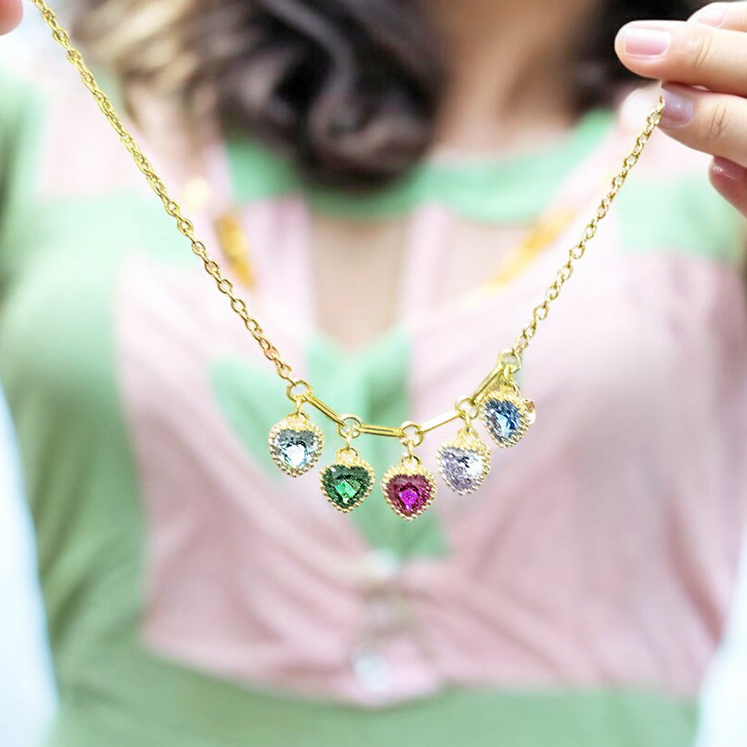 Joy by Corrine Smith Family Birthstone Halskette Gold Herz