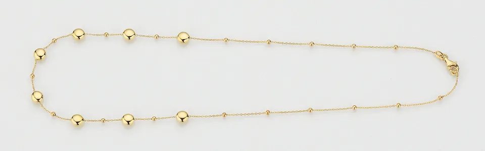 Eugen Rühle Collier 37.2100 Gold Kugeln Linsen matt