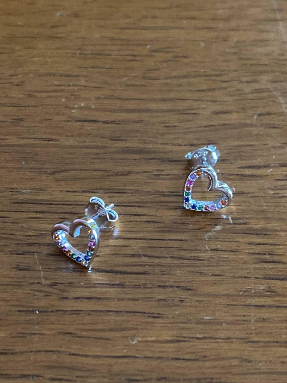 NKlaus JEWELLERY Chakra-Herz Ohrstecker Silber bunt 8x9mm