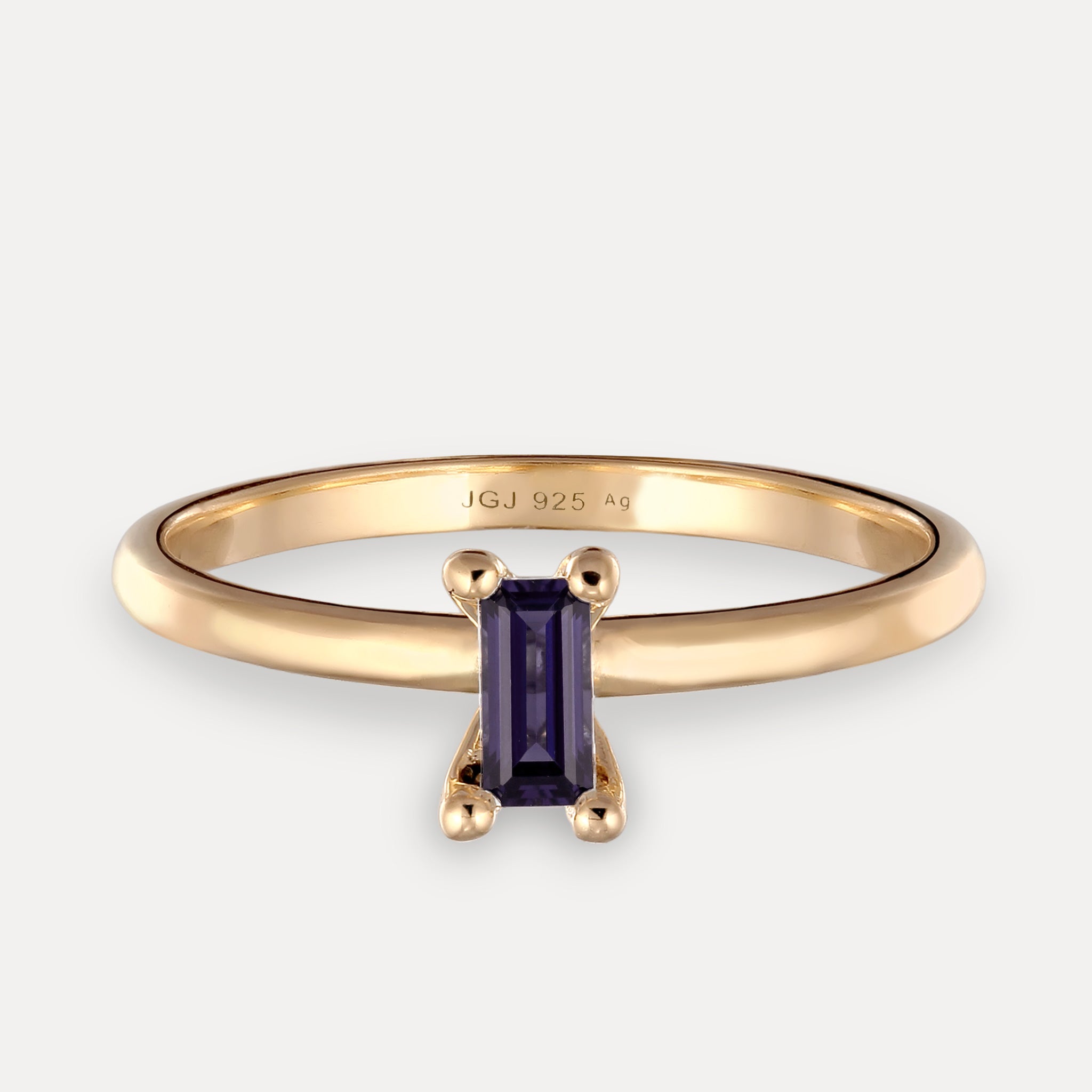 Stilnest Iolith Solitär Ring Baguette Lila Gold 52