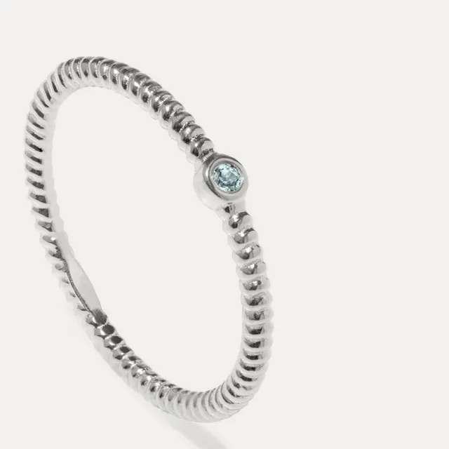 Stilnest Snake Tail Solitaire Ring Aquamarin 925 Silber