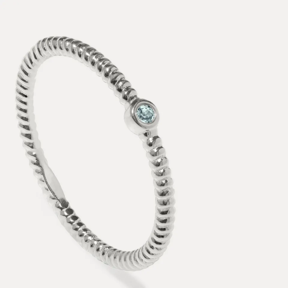 Stilnest Snake Tail Solitaire Ring Aquamarin 925 Silber
