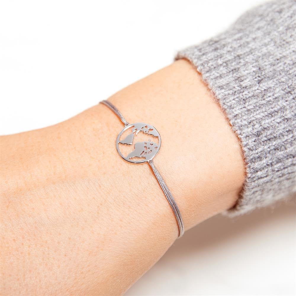 JEWLIX ID-Armband Welt Textil Silber grau Sterlingsilber