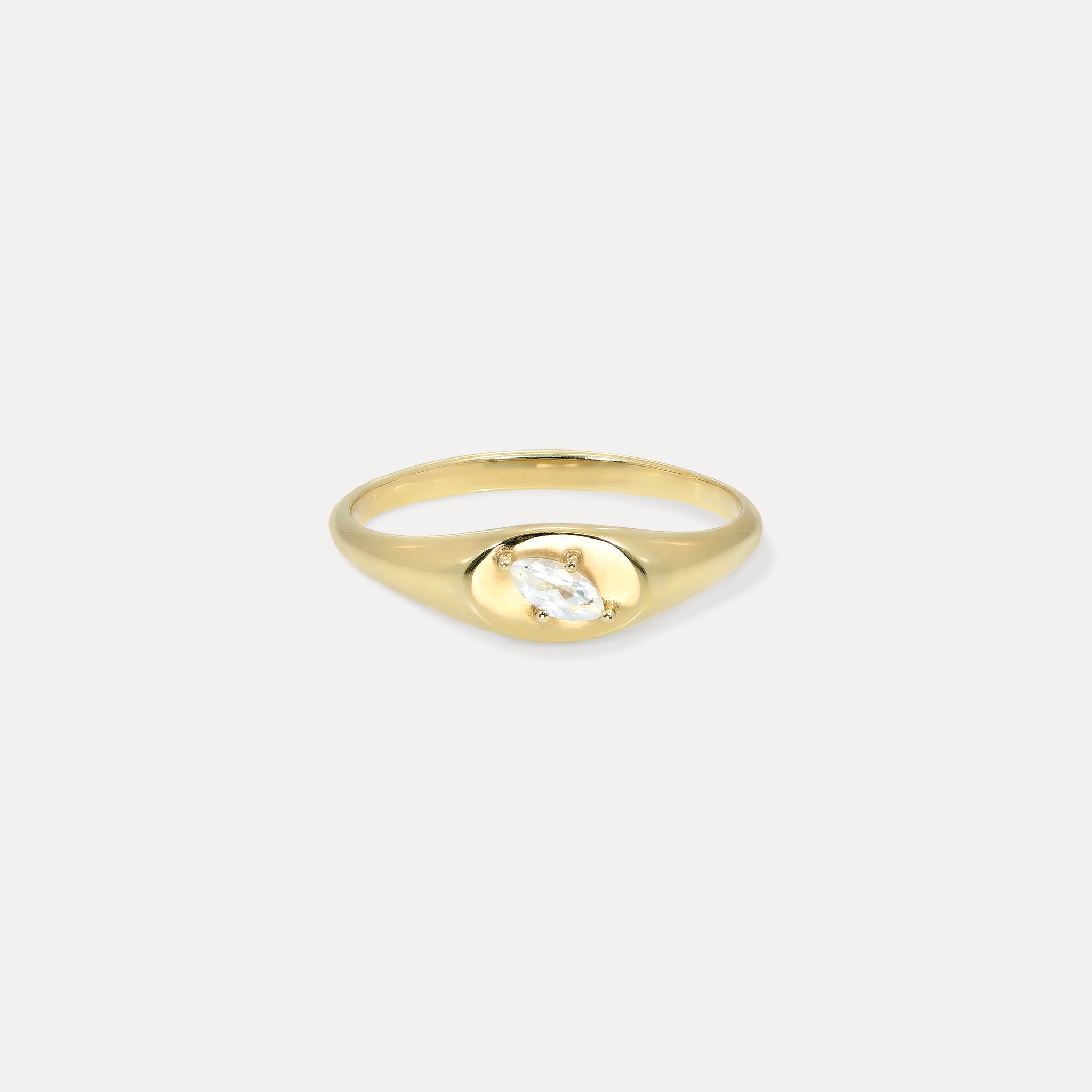 Stilnest Mondstein Navette Siegelring 585 Gold Gr.52