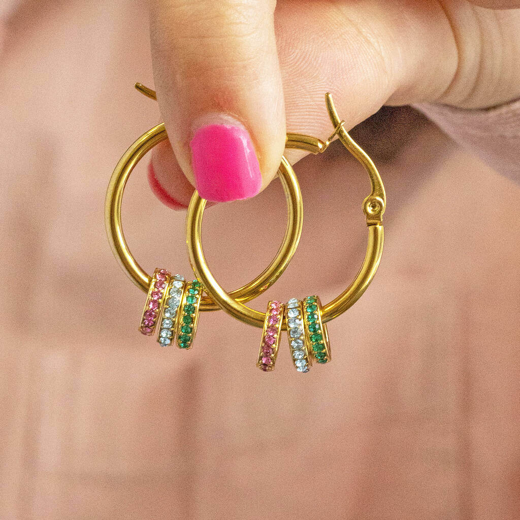 Joy by Corrine Smith Hoop Ohrringe Gold Geburtsstein 2,5cm
