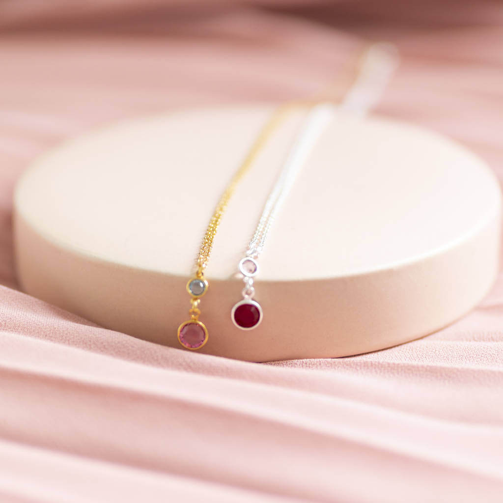Joy Mother & Child Birthstone Halskette Gold Edelstein