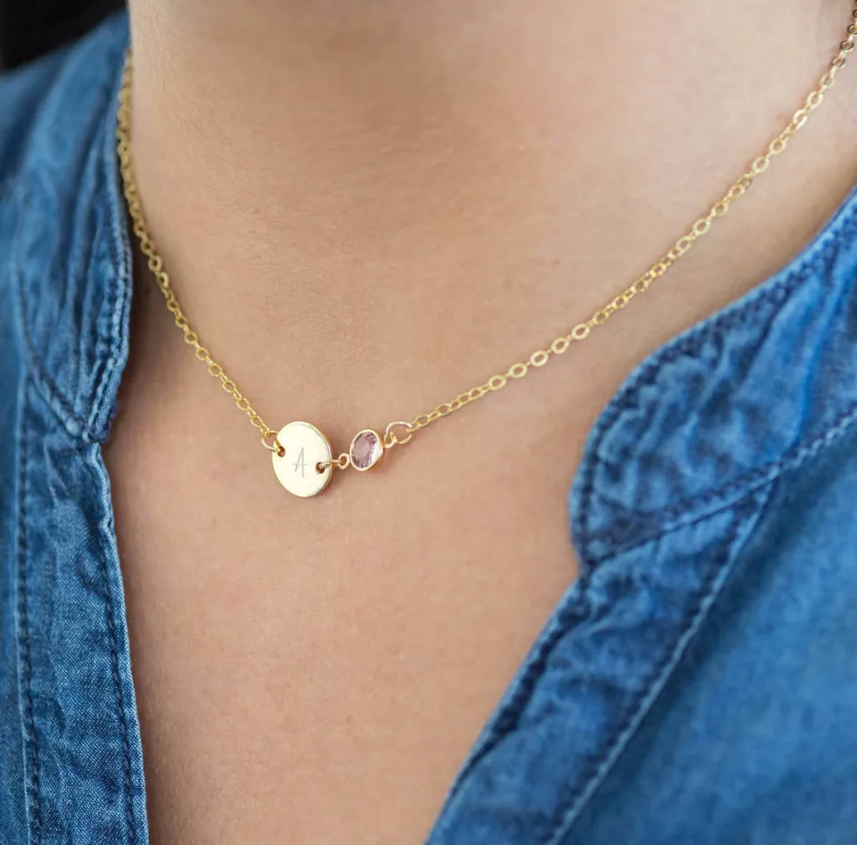 Joy by Corrine Smith Disc Geburtsstein Halskette Gold