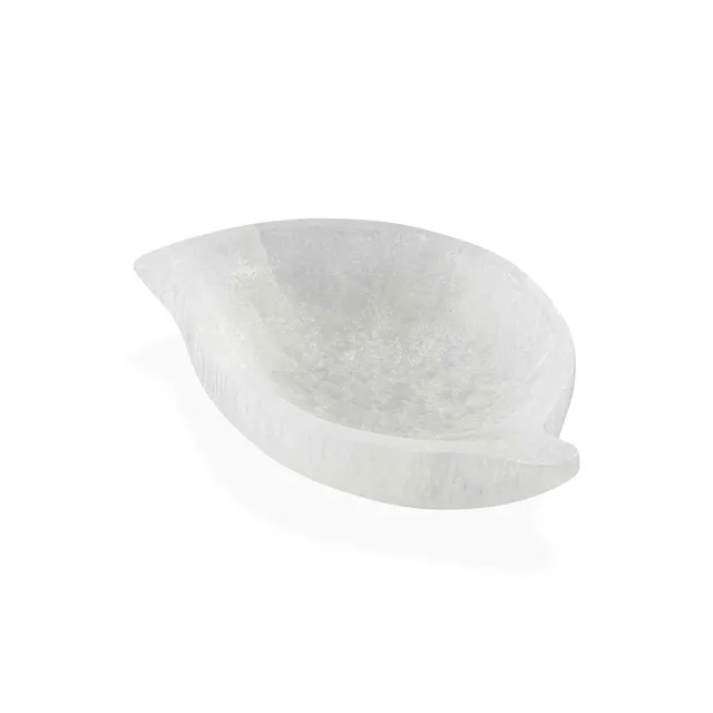 NKlaus Selenit Schale 14x9cm Naturstein Schmuckschale weiß