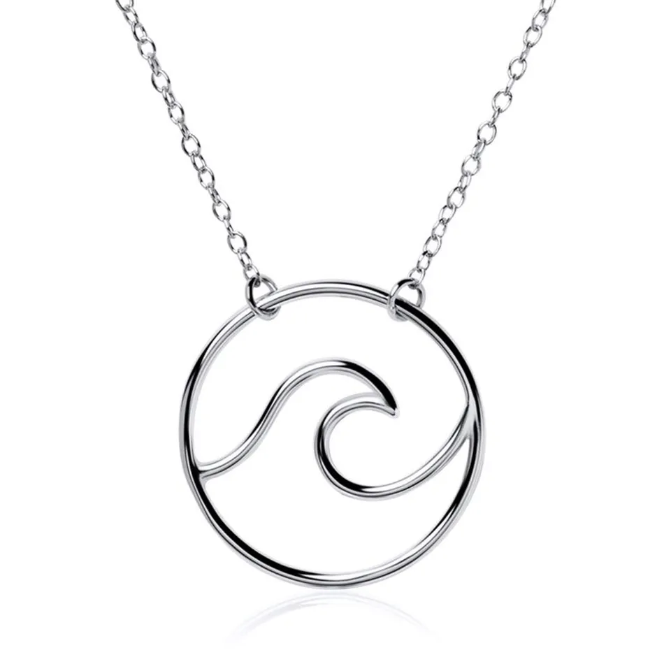 JEWLIX Kette Welle Anhängerkette 925 Silber Wellen-Anhänger
