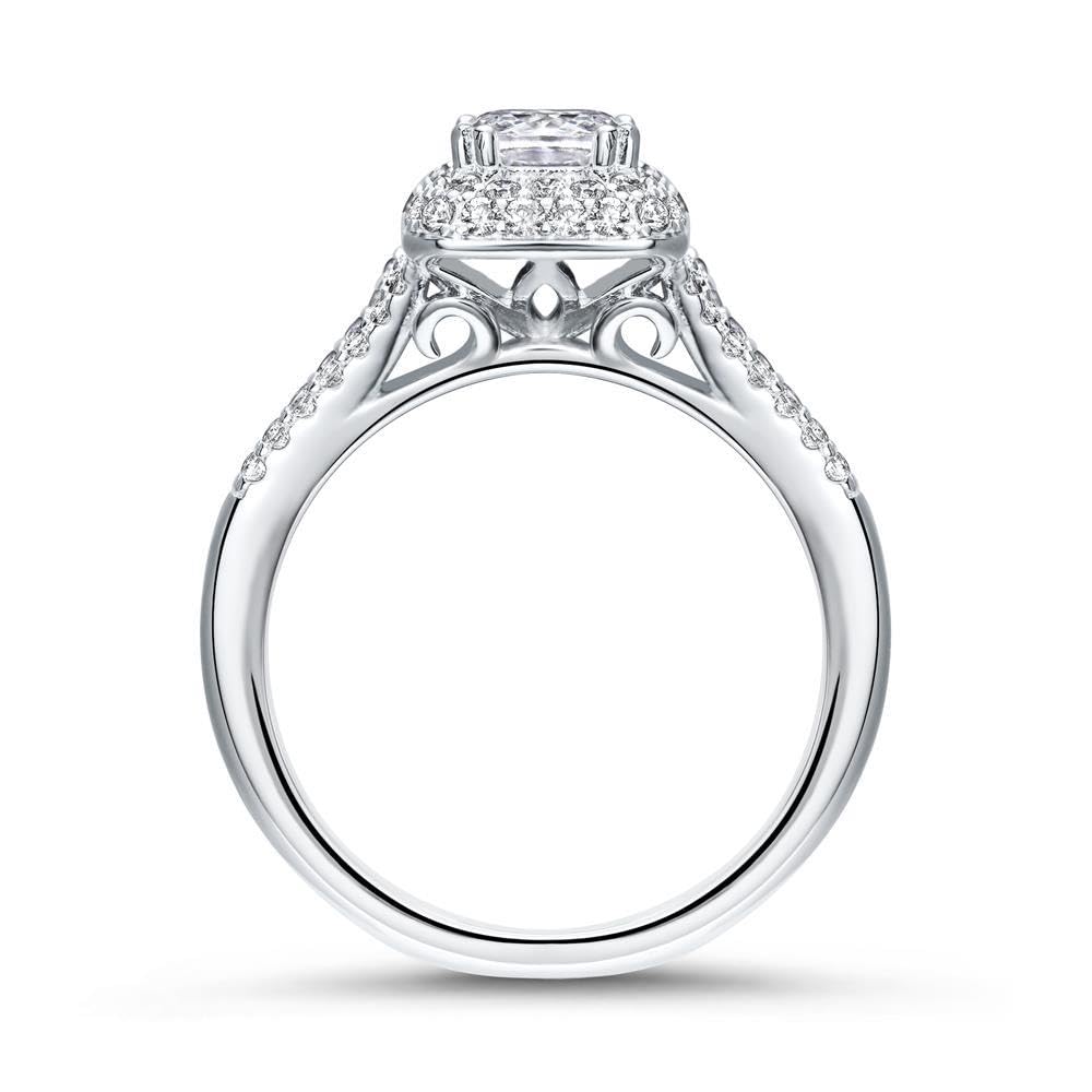 JEWLIX Verlobungsring 925 Silber Zirkonia eckig 58mm