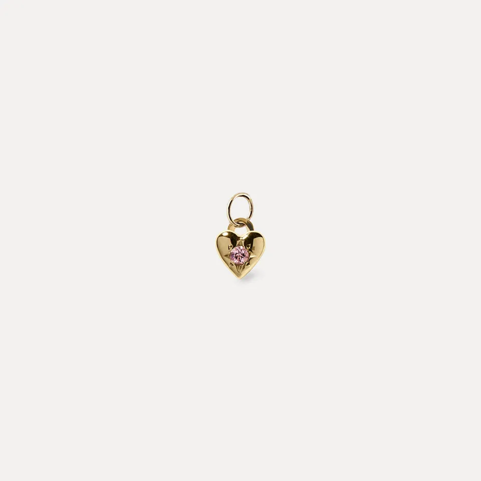 Stilnest Rosa Turmalin Heart Anhänger 585 Gold Herz