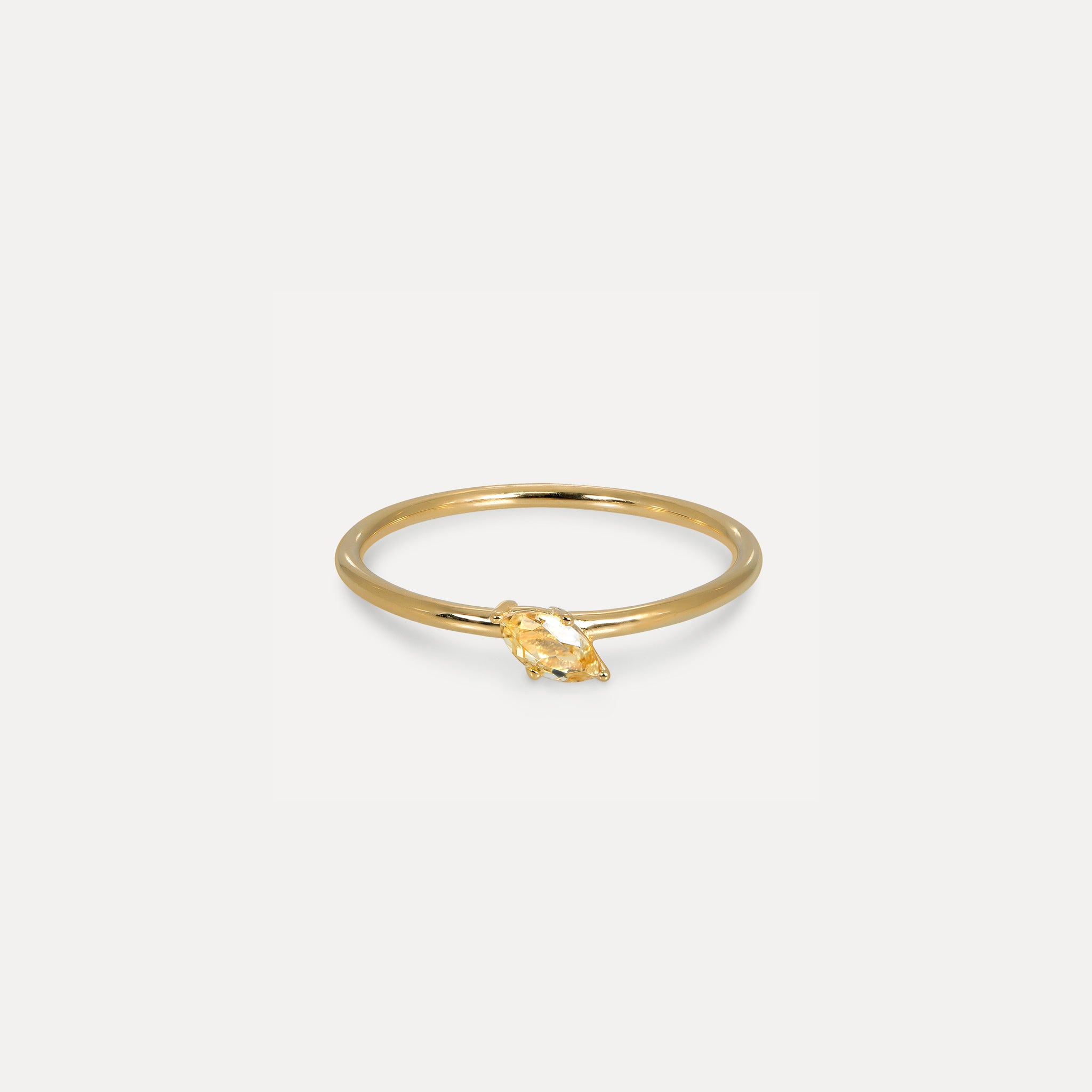 Stilnest Citrin Navette Solitär Ring Gold Vermeil gelb