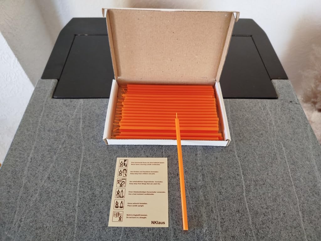 NKlaus CANDLES Stabkerzen orange 50 Stück 16cm Paraffin