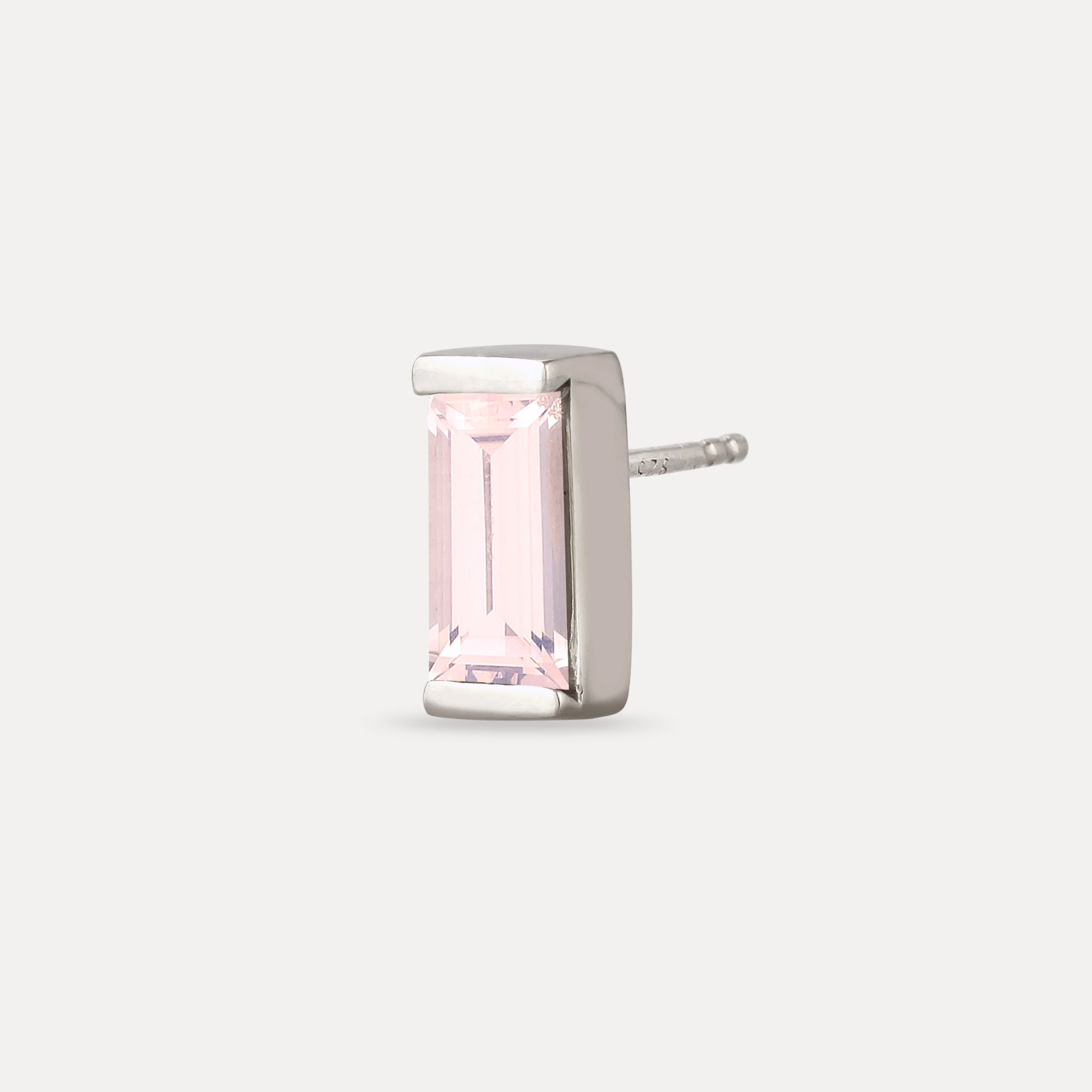 Stilnest Balance Baguette Ohrstecker Rosenquarz Gold Single