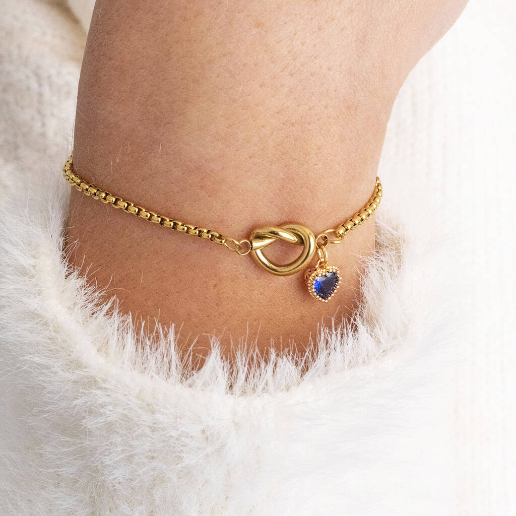 Joy by Corrine Smith Friendship Knot Armband Gold Herz Geburtsstein