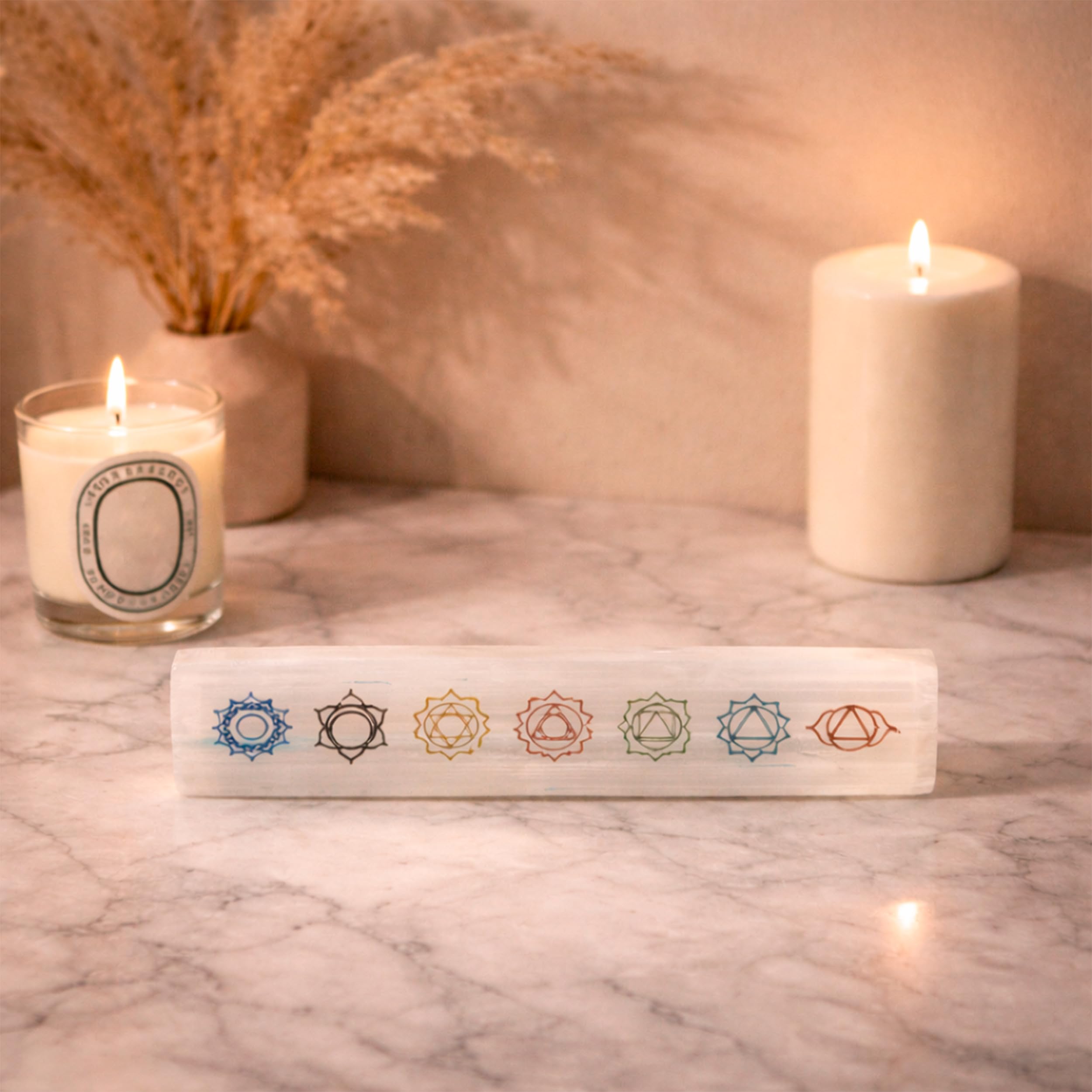 NKlaus Healing Crystals Selenit Ladeplatte Chakra 19 cm