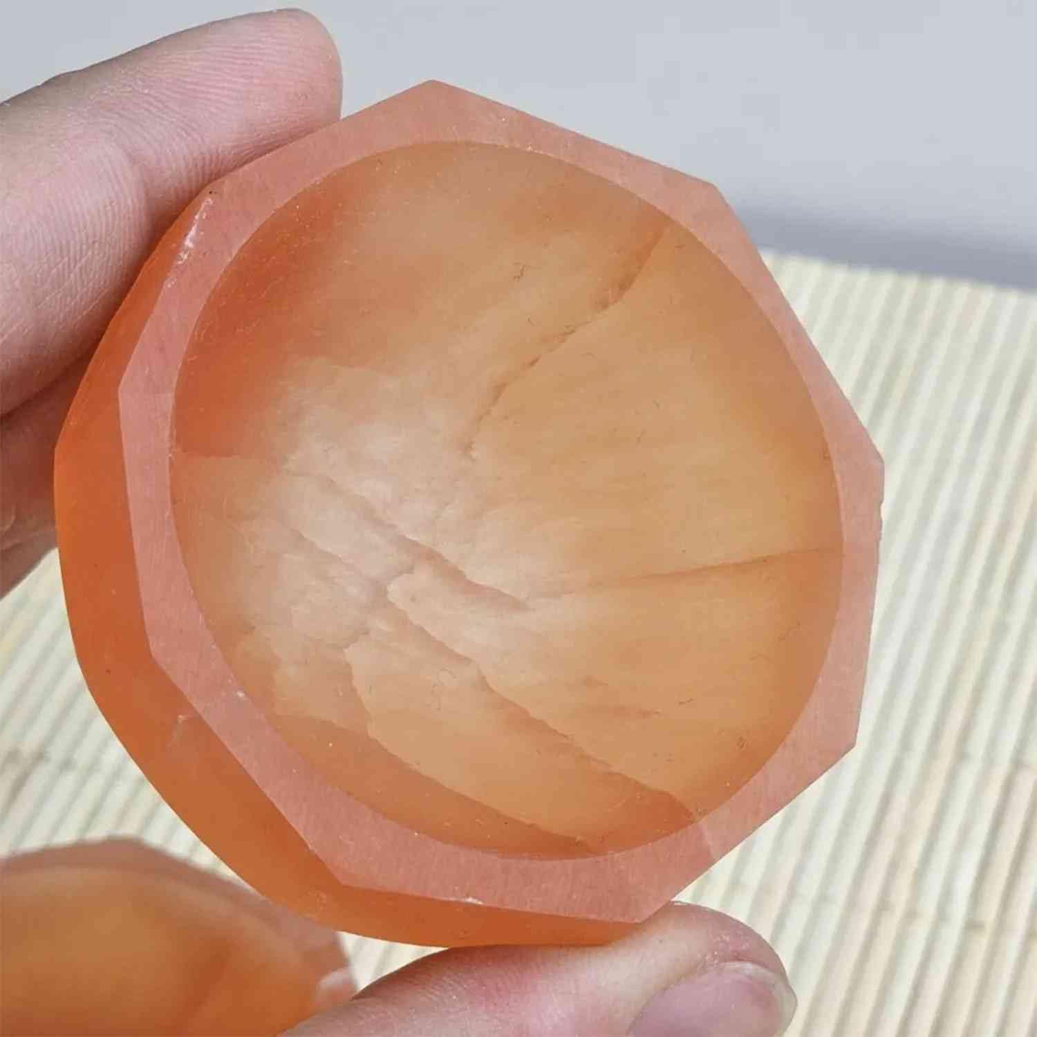 NKlaus Healing Crystals Selenit-Schale 6x6cm Pfirsich