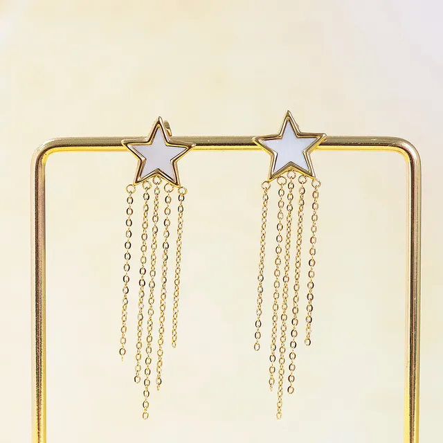 Joy by Corrine Smith Star Chain Ohrringe Gold mit Perlmutt