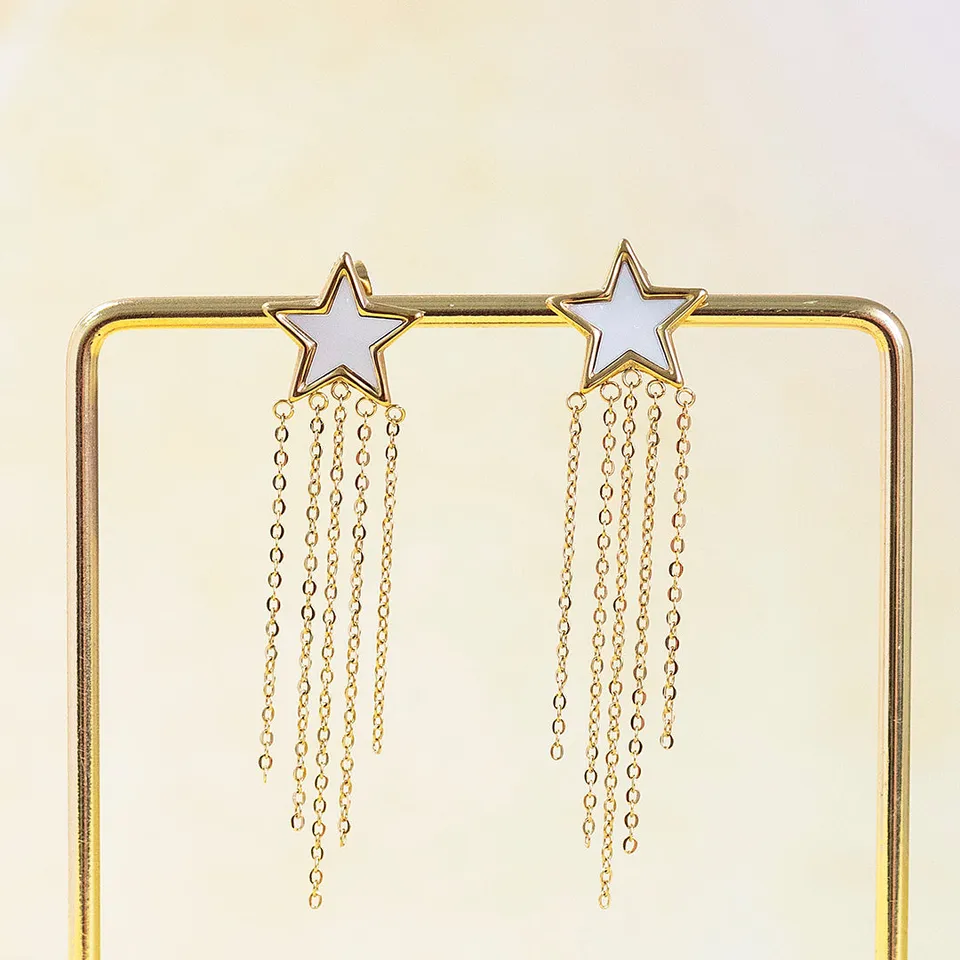Joy by Corrine Smith Star Chain Ohrringe Gold mit Perlmutt