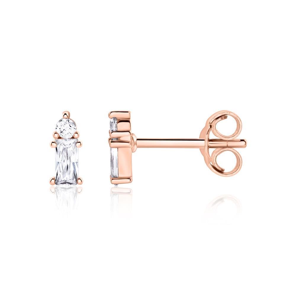 JEWLIX Ohrstecker Ohrringe Roségold 925 Silber Zirkonia