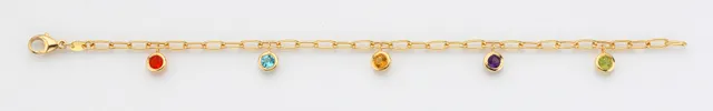Eugen Rühle Armband Ankerkette 5 Farbsteine 585 Gelbgold