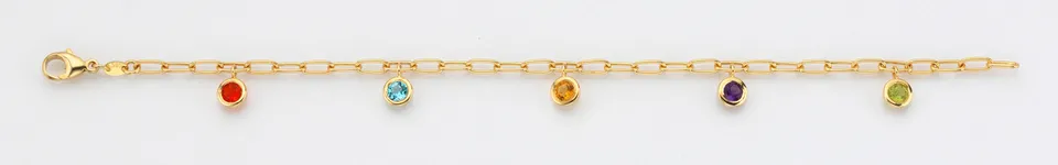 Eugen Rühle Armband Ankerkette 5 Farbsteine 585 Gelbgold