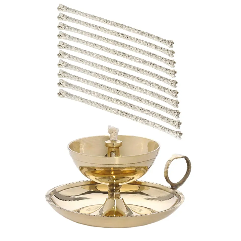 NKlaus Candle Holder Ghee Öllampe Messing gold groß 10 Dochte