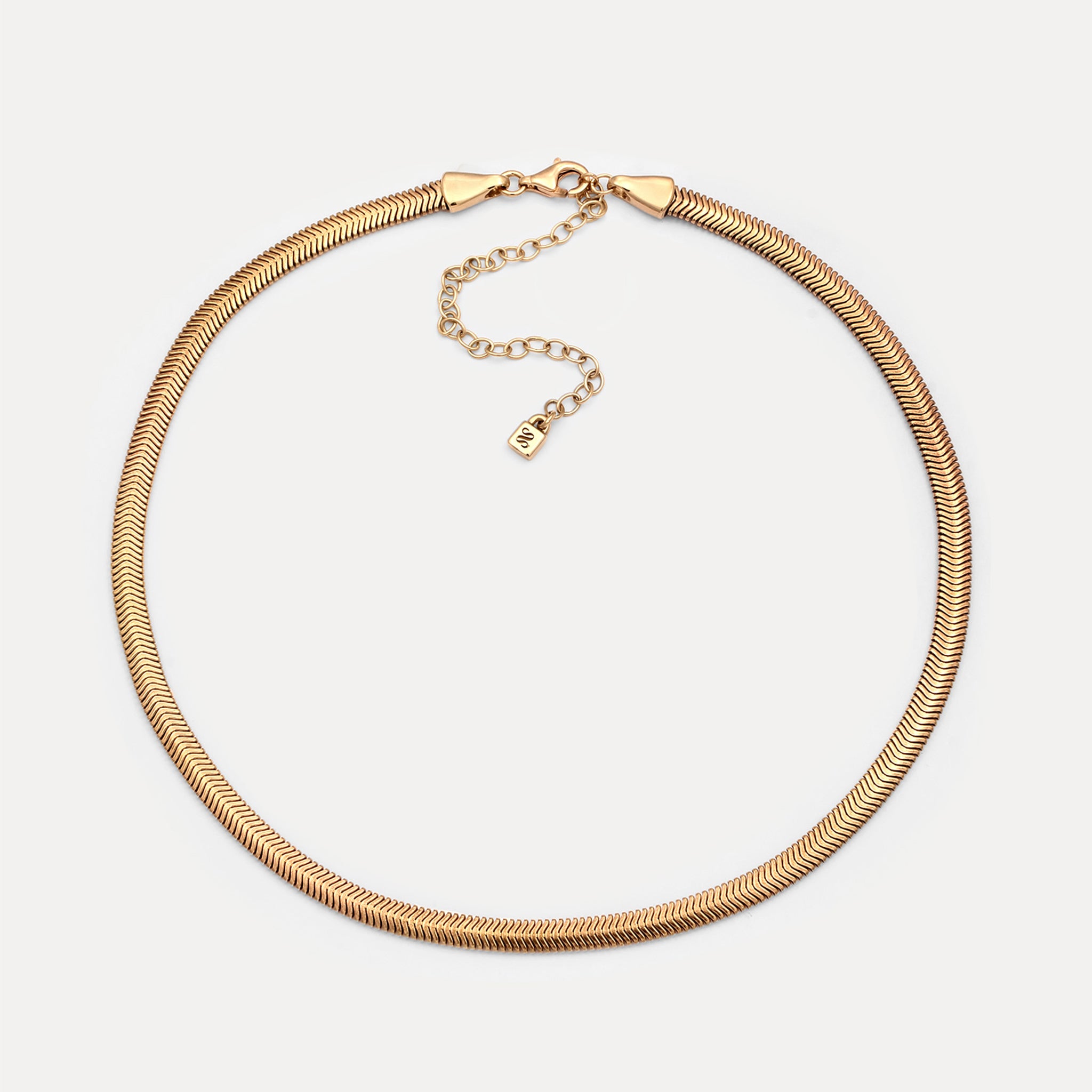 Stilnest Herringbone Chain Choker Kette Gold Vermeil 40cm