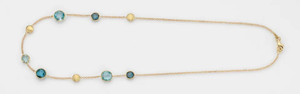 Eugen Rühle Colliers 37.2099 Collier 42 cm 750 Gelbgold Blautopas