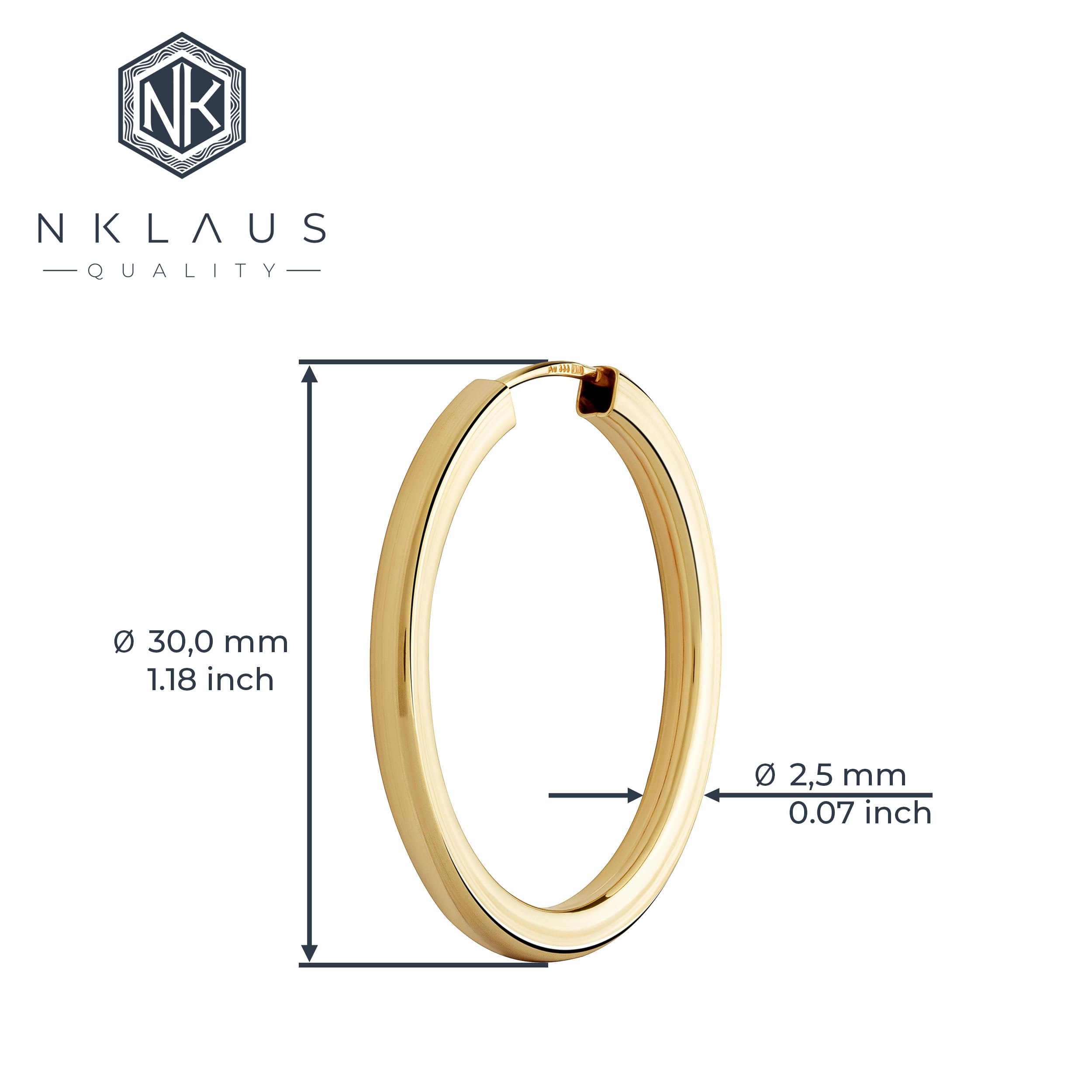 NKlaus JEWELLERY Creolen Gelbgold 333 Ohrringe viereckig 8 Karat