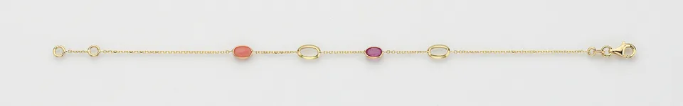 Eugen Rühle Armbänder Rubin Rosaopal Armband 18cm 585 Gelbgold