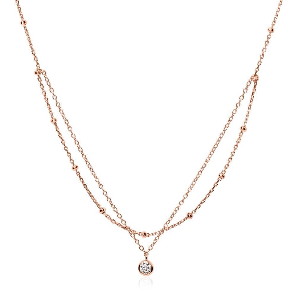 JEWLIX SN0511 Layerkette 925 Silber Zirkonia rosé