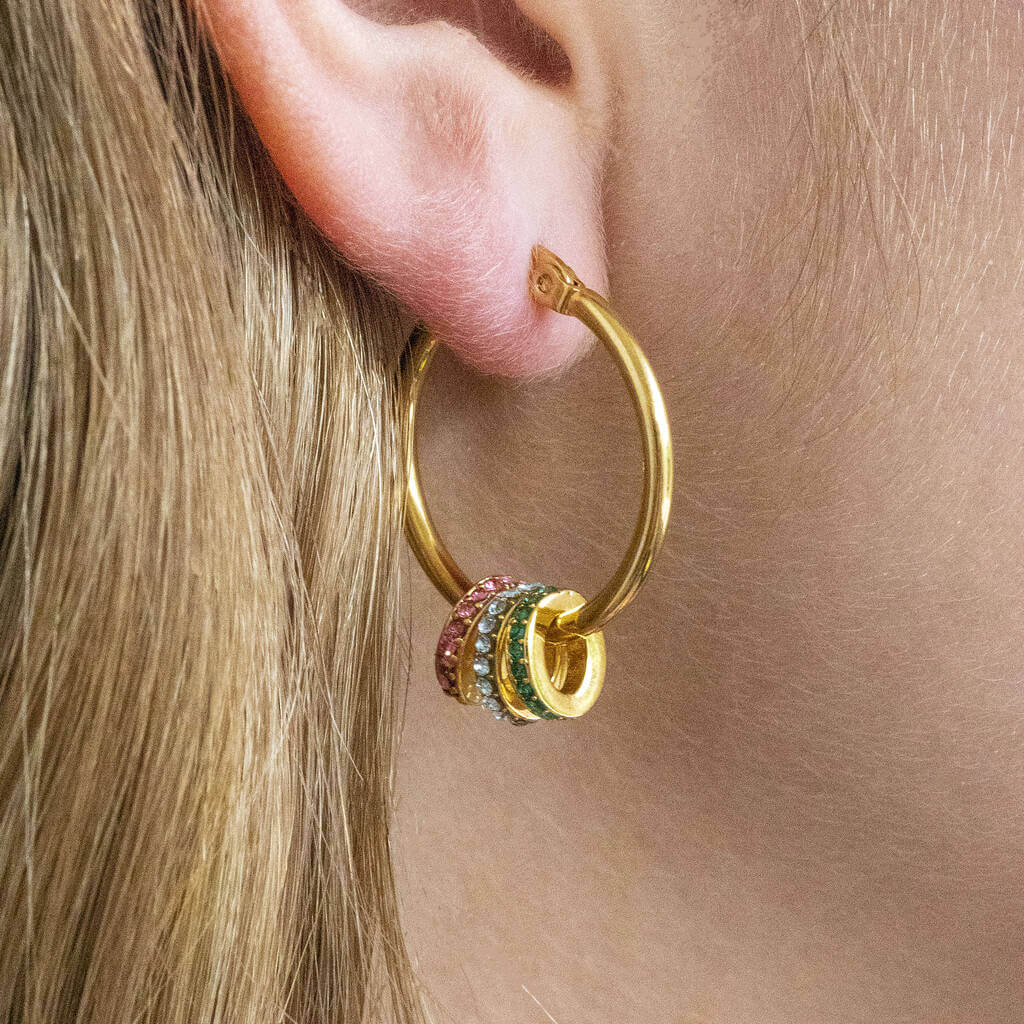 Joy by Corrine Smith Hoop Ohrringe Gold Geburtsstein 2,5cm