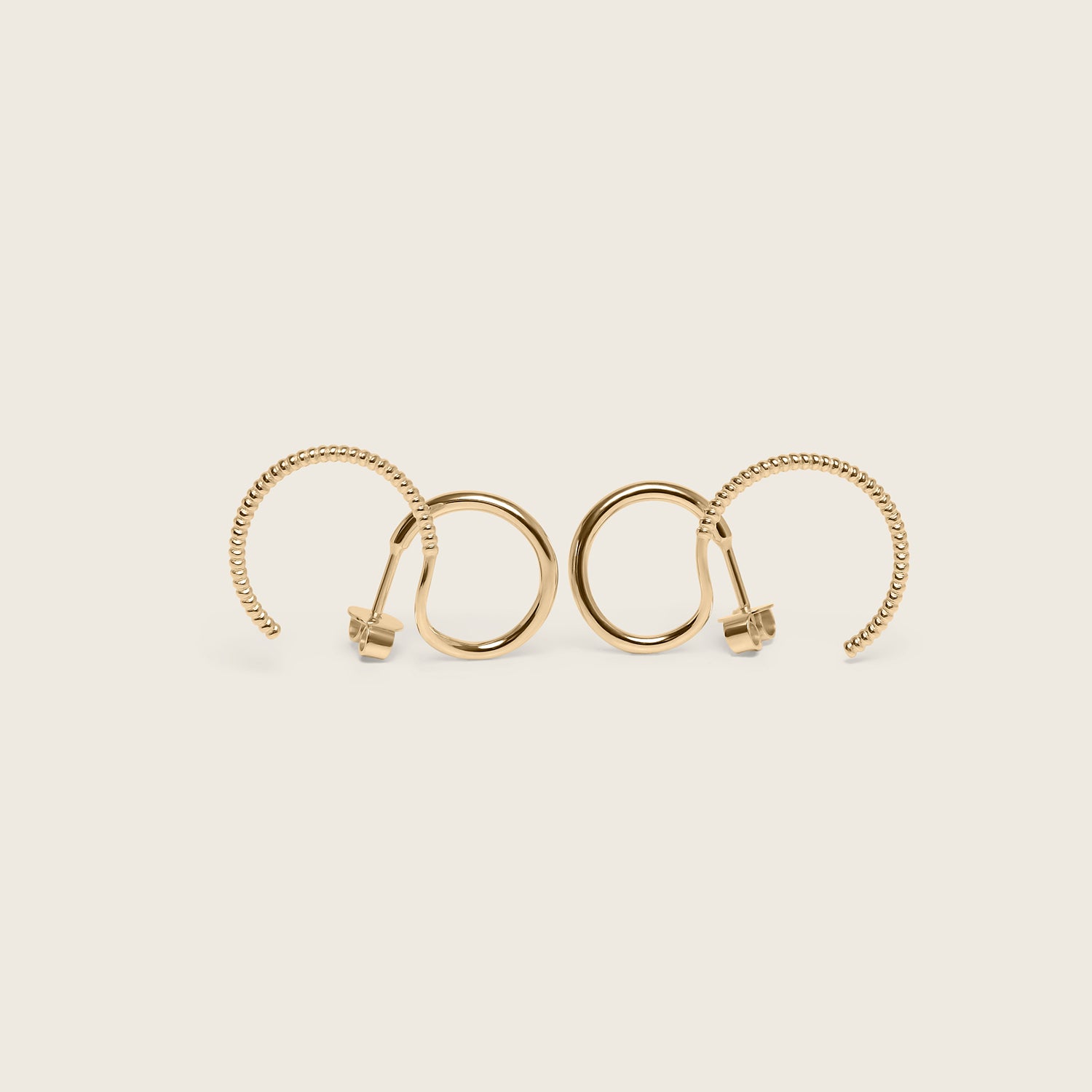 Stilnest Snake Tail Double Ear Climbers Ohrringe 585 Gold 2in1
