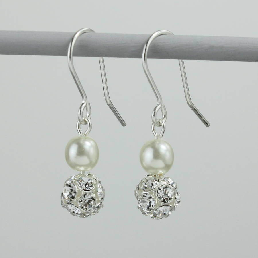 JOY by Corrine Smith Glitter Ball and Pearl Ohrringe Silber Perle